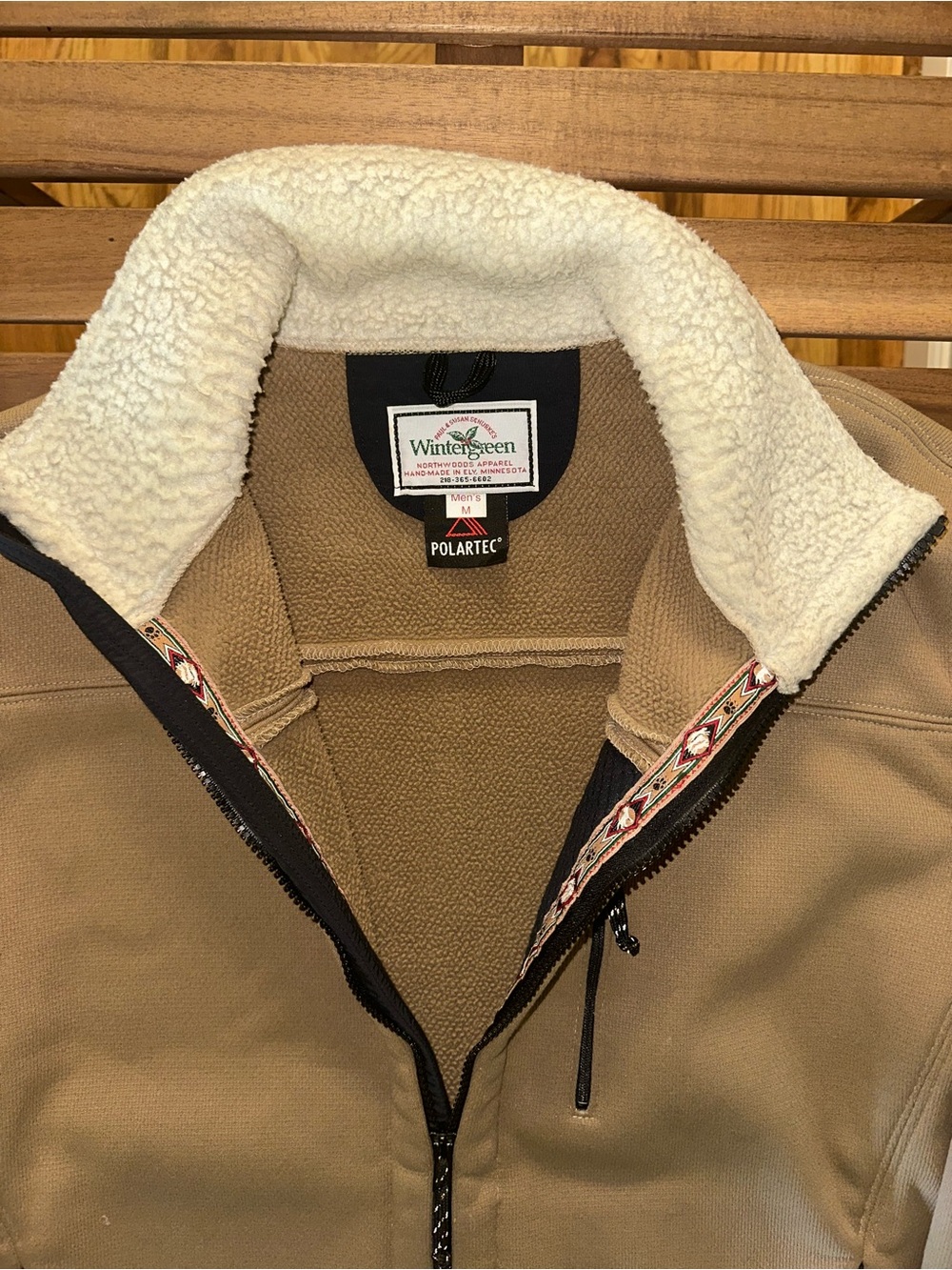 Wintergreen Northwoods Apparel Fleece Jacket Brown Zip Up Hand-Made in Ely, MN